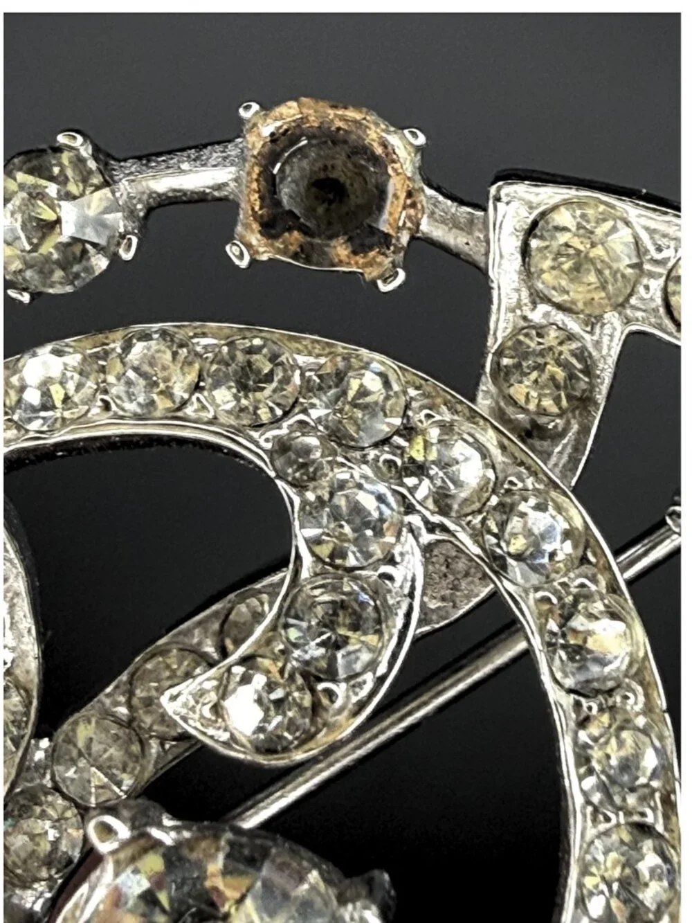 Vintage Crystal Rhinestone Brooch Pin Silver Tone Statement Swirl Jewelry